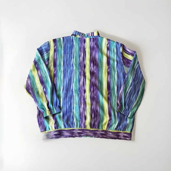 TEDDI Jack Sz M Full Zip Colorful Lightweight Watercolor Vintage 90s Casual Fun - Picture 5 of 8